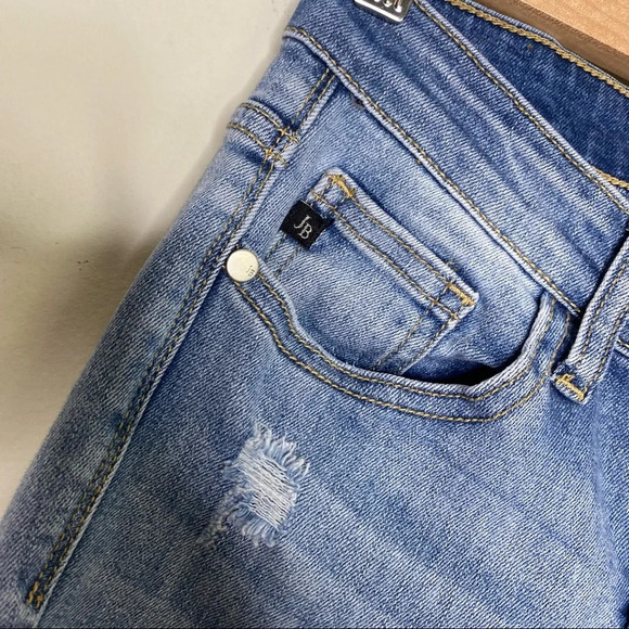 Judy Blue Light Wash Blue Jasper Mid Rise Distressed Skinny Jeans size 0/24 - Picture 5 of 9